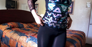 18 year old cutie Stella May gets undressed before riding on top POV style